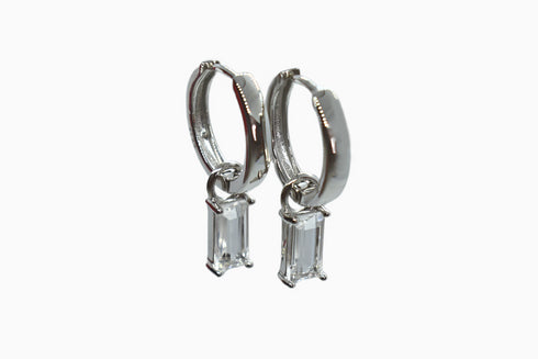 Ameya अमेय | Rock Crystal | Hoop | Silver | Rhodium Plated