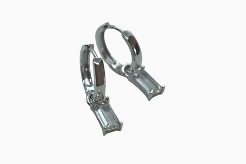 Ameya अमेय | Rock Crystal | Hoop | Silver | Rhodium Plated