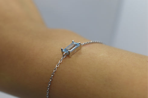 Ameya अमेय | Blue Topaz | Bracelet | Silver | Rhodium Plated