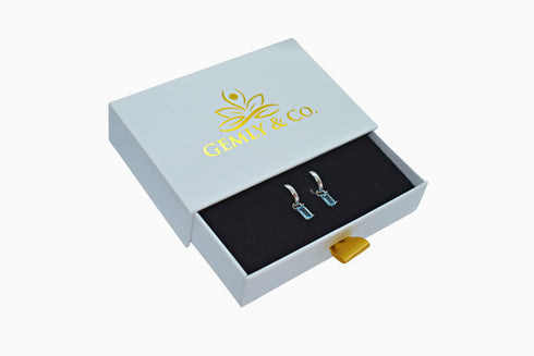 Ameya अमेय | Blue Topaz | Hoop | Silver | Rhodium Plated