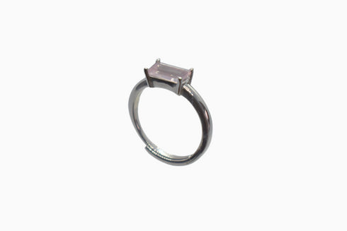 Ameya अमेय | Rose Quartz | Ring | Silver | Rhodium Plated