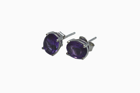 Divya दिव्या | Amethyst | Ohrstecker | Silber | Rhodiniert