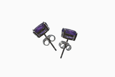 Divya दिव्या | Amethyst | Ohrstecker | Silber | Rhodiniert
