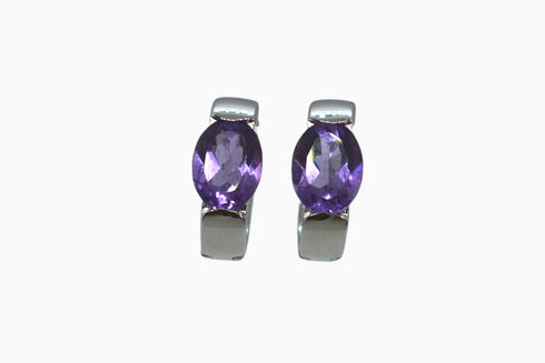 Divya दिव्या | Amethyst | Hoop | Silber | Rhodiniert
