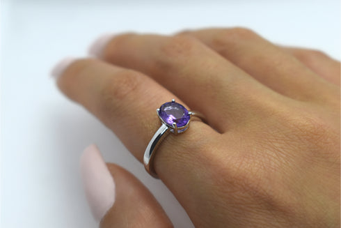 Divya दिव्या | Amethyst | Ring | Silber | Rhodiniert