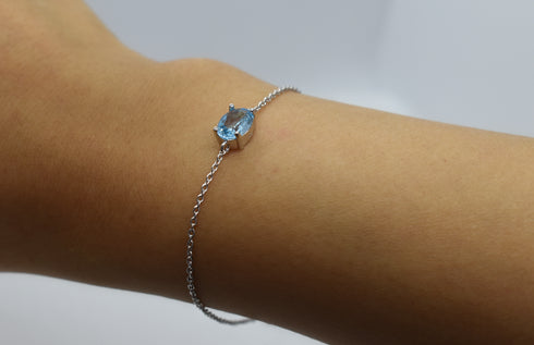 Divya दिव्या | Blauer Topas | Armband | Silber | Rhodiniert