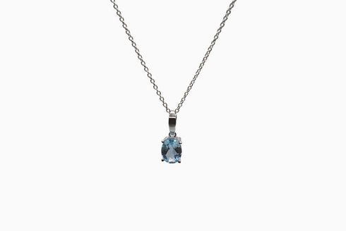 Divya दिव्या | Blauer Topas | Halskette | Silber | Rhodiniert