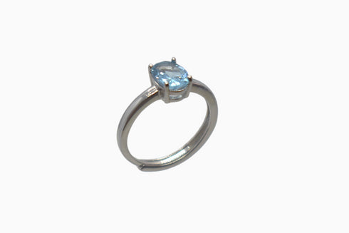 Divya दिव्या | Blue Topaz | Ring | Silver | Rhodium Plated