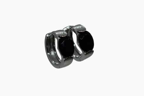 Divya दिव्या | Onyx | Hoop | Silber | Rhodiniert