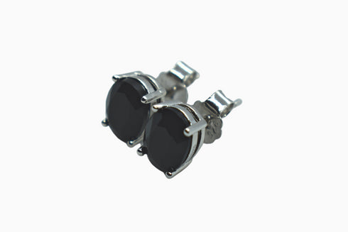 Divya दिव्या | Onyx | Ohrstecker | Silber | Rhodiniert