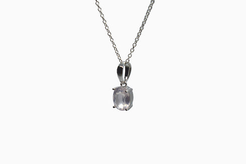 Divya दिव्या | Rosenquarz | Halskette | Silber | Rhodiniert