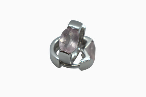 Divya दिव्या | Rosenquarz | Hoop | Silber | Rhodiniert