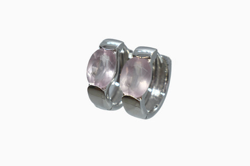 Divya दिव्या | Rosenquarz | Hoop | Silber | Rhodiniert