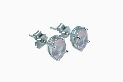 Divya दिव्या | Rosenquarz | Ohrstecker | Silber | Rhodiniert