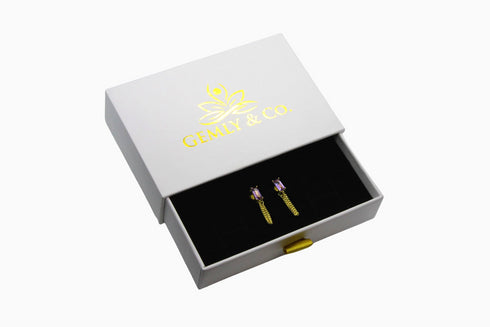 Ameya अमेय | Amethyst | Ohrstecker mit Kette | 18K Vermeil Vergoldung