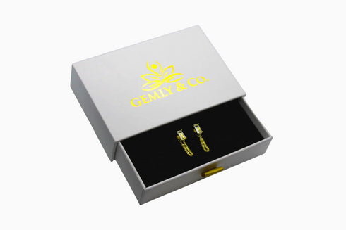 Ameya अमेय | Bergkristall | Ohrstecker mit Kette | 18K Vermeil Vergoldung