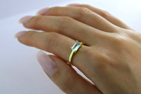 Ameya अमेय | Blauer Topas | Ring | 18K Vermeil Vergoldung