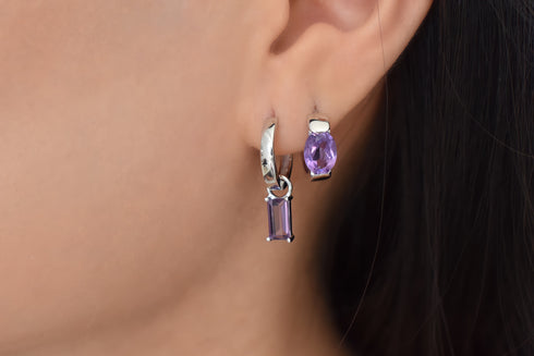 Divya दिव्या | Amethyst | Hoop | Silber | Rhodiniert