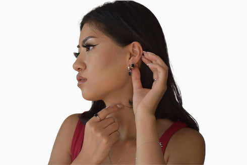 Ameya अमेय | Onyx | Hoop | Silber | Rhodiniert