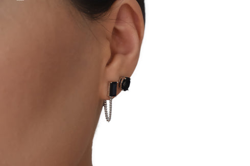 Divya दिव्या | Onyx | Ohrstecker | Silber | Rhodiniert