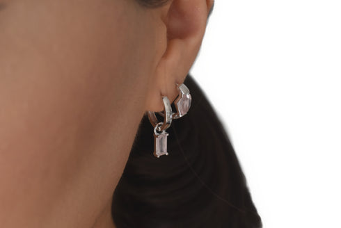 Divya दिव्या | Rosenquarz | Hoop | Silber | Rhodiniert