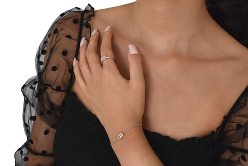 Ameya अमेय | Rosenquarz | Armband | Silber | Rhodiniert