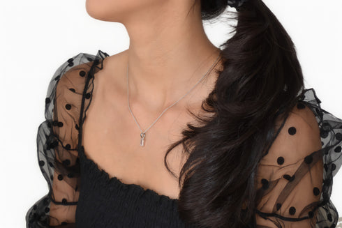 Ameya अमेय | Rose Quartz | Necklace | Silver | Rhodium Plated