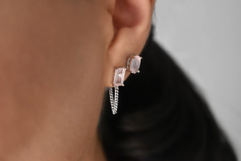 Divya दिव्या | Rosenquarz | Ohrstecker | Silber | Rhodiniert