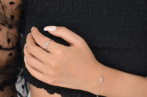 Ameya अमेय | Rose Quartz | Ring | Silver | Rhodium Plated