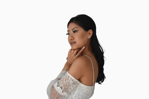 Divya दिव्या | Blue Topaz | Stud Earrings | Silver | Rhodium Plated