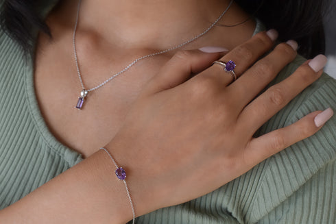 Divya दिव्या | Amethyst | Armband | Silber | Rhodiniert