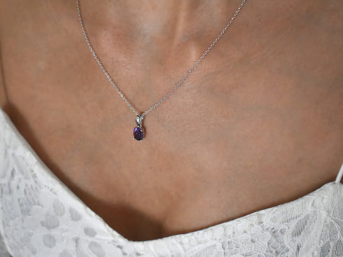 Divya दिव्या | Amethyst | Halskette | Silber | Rhodiniert