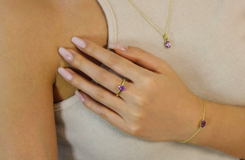 Divya दिव्या | Amethyst | Ring | 18K Vermeil Vergoldung