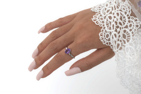 Divya दिव्या | Amethyst | Ring | Silber | Rhodiniert