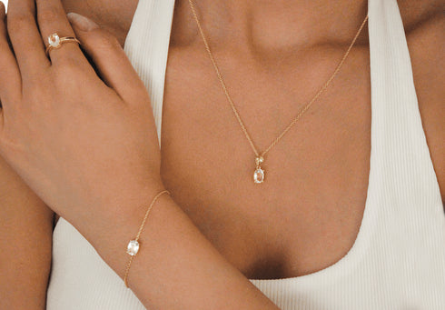 Divya दिव्या | Bergkristall | Halskette | 18K Vermeil Vergoldung