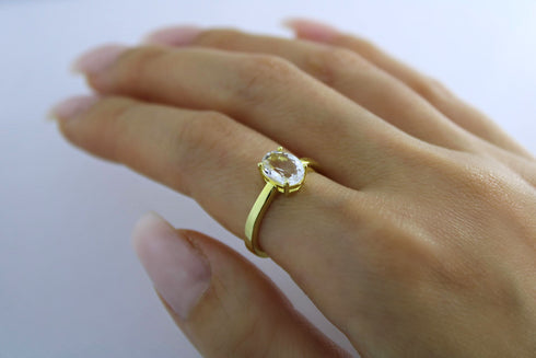 Divya दिव्या | Rock Crystal | Ring | 18K Gold Vermeil