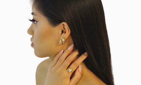 Divya दिव्या | Blauer Topas | Hoop | 18K Vermeil Vergoldung