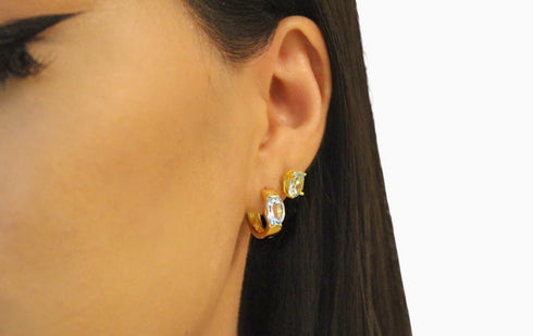 Divya दिव्या | Blauer Topas | Ohrstecker | 18K Vermeil Vergoldung