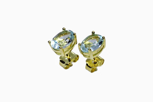 Divya दिव्या | Blauer Topas | Ohrstecker | 18K Vermeil Vergoldung