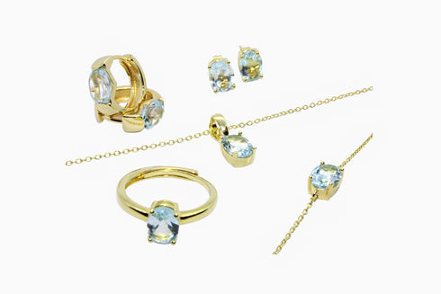 Divya दिव्या | Blauer Topas | Hoop | 18K Vermeil Vergoldung