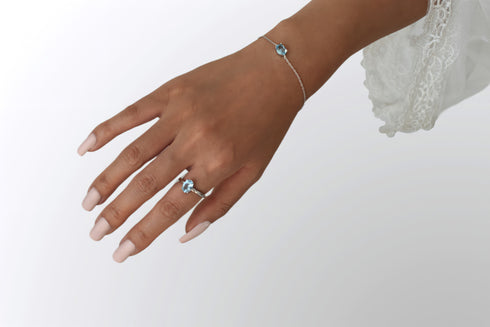 Divya दिव्या | Blue Topaz | Ring | Silver | Rhodium Plated