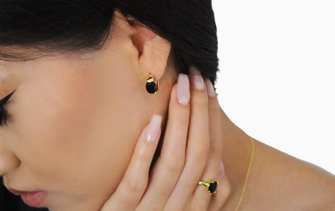 Divya दिव्या | Onyx | Hoop | 18K Vermeil Vergoldung