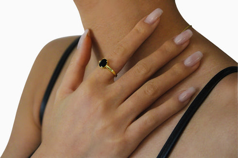 Divya दिव्या | Onyx | Ring | 18K Vermeil Vergoldung