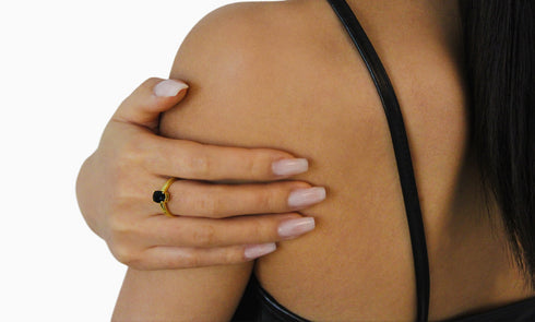 Divya दिव्या | Onyx | Ring | 18K Vermeil Vergoldung