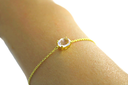 Divya दिव्या | Rosenquarz | Armband | 18K Vermeil Vergoldung