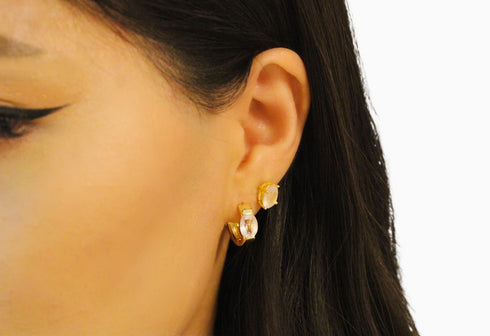 Divya दिव्या | Rosenquarz | Hoop | 18K Vermeil Vergoldung