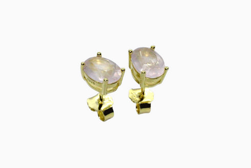 Divya दिव्या | Rosenquarz | Ohrstecker | 18K Vermeil Vergoldung