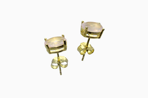Divya दिव्या | Rosenquarz | Ohrstecker | 18K Vermeil Vergoldung