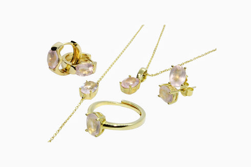 Divya दिव्या | Rosenquarz | Hoop | 18K Vermeil Vergoldung