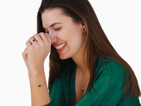 Ameya अमेय | Onyx | Armband | 18K Vermeil Vergoldung